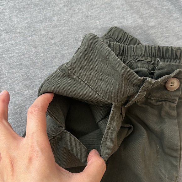 Olive Green Elasticized Wide Leg Trouser Pants - Picture 14 of 17